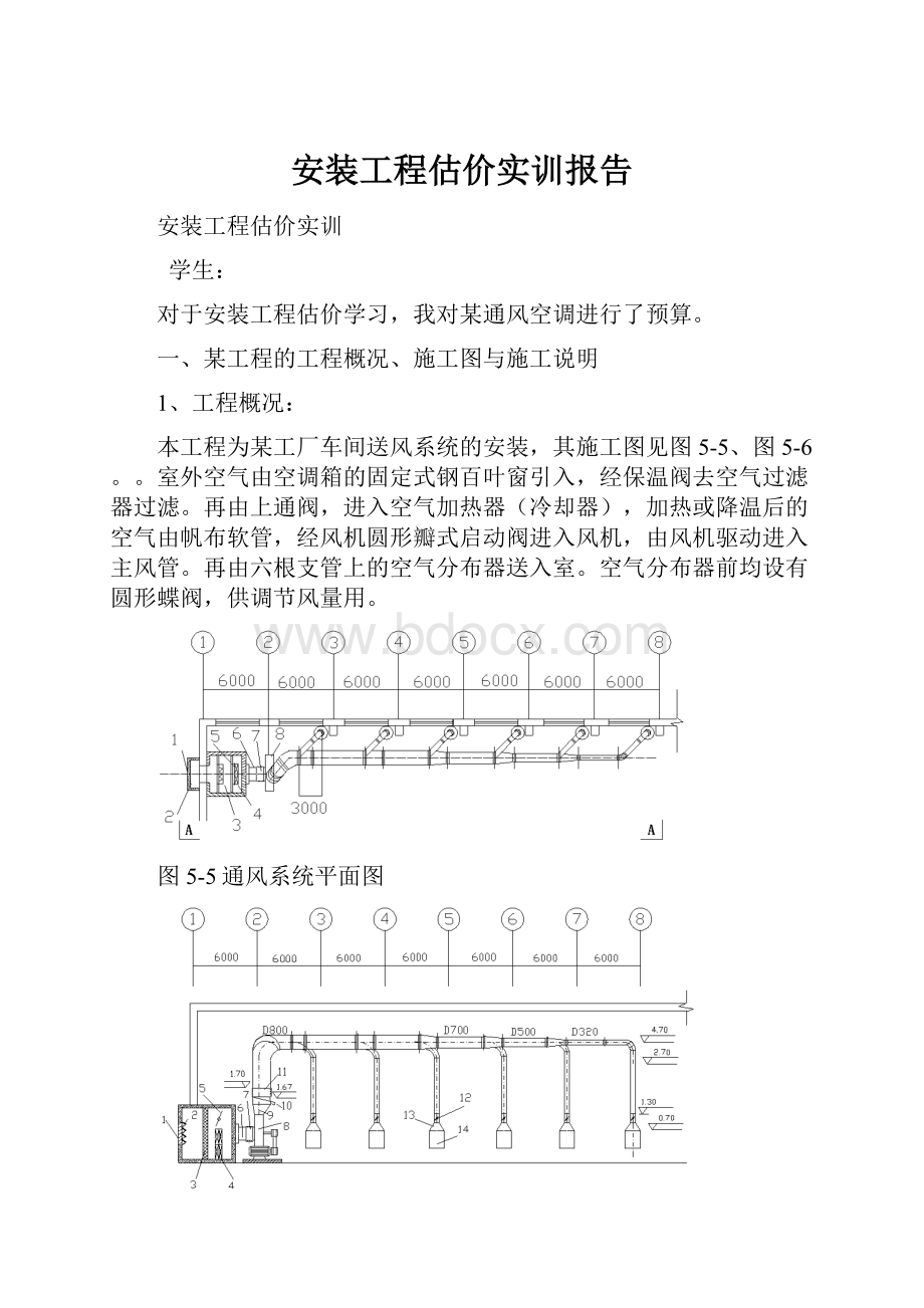 安装工程估价实训报告.docx_第1页