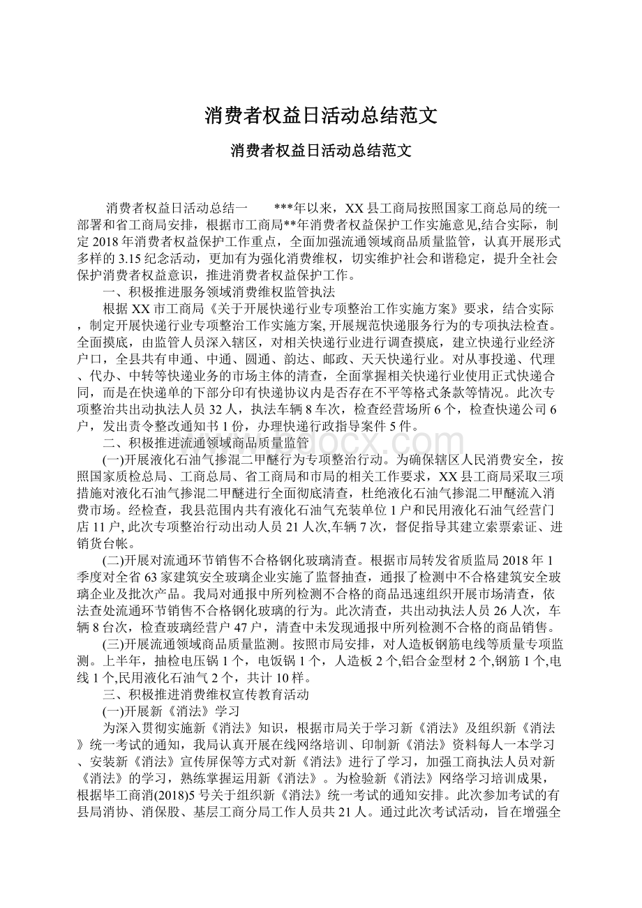 消费者权益日活动总结范文.docx_第1页