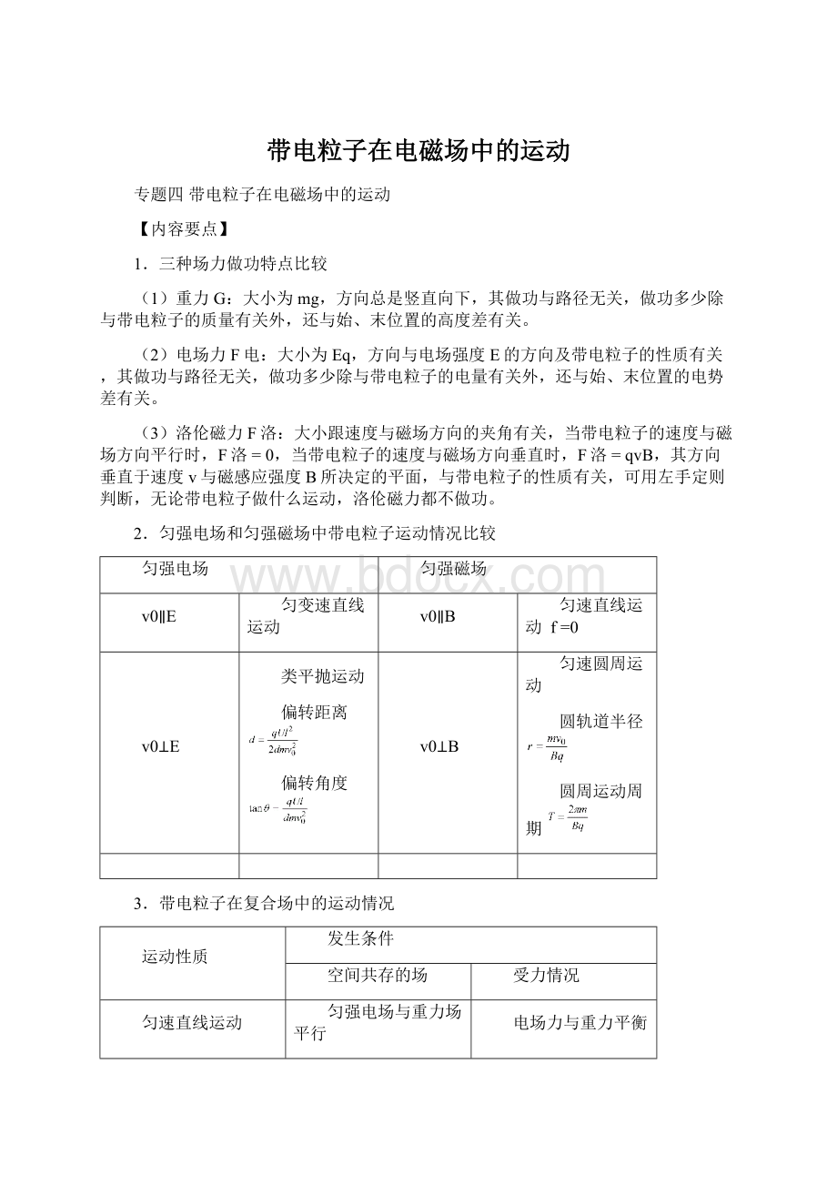 带电粒子在电磁场中的运动Word文件下载.docx