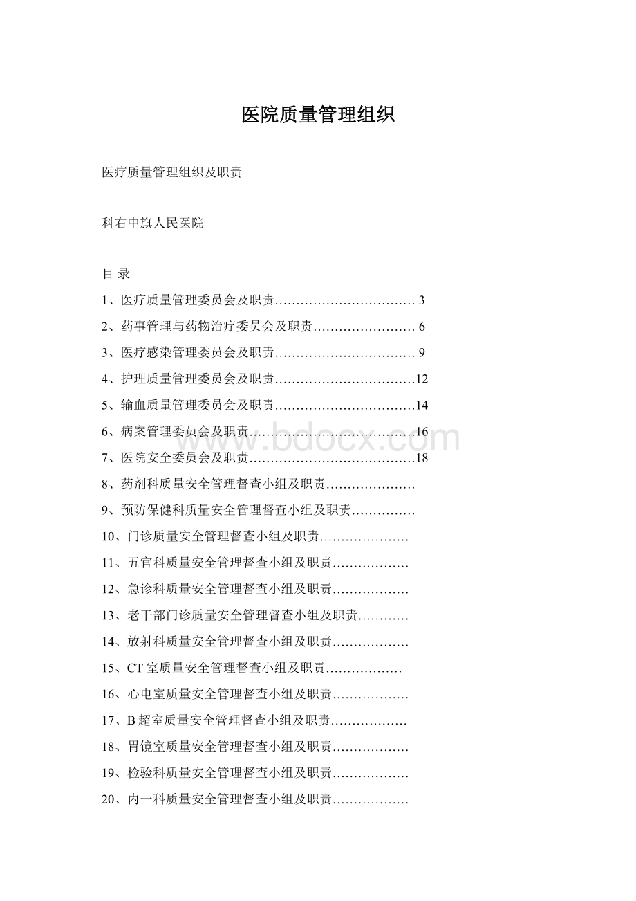 医院质量管理组织Word文档下载推荐.docx