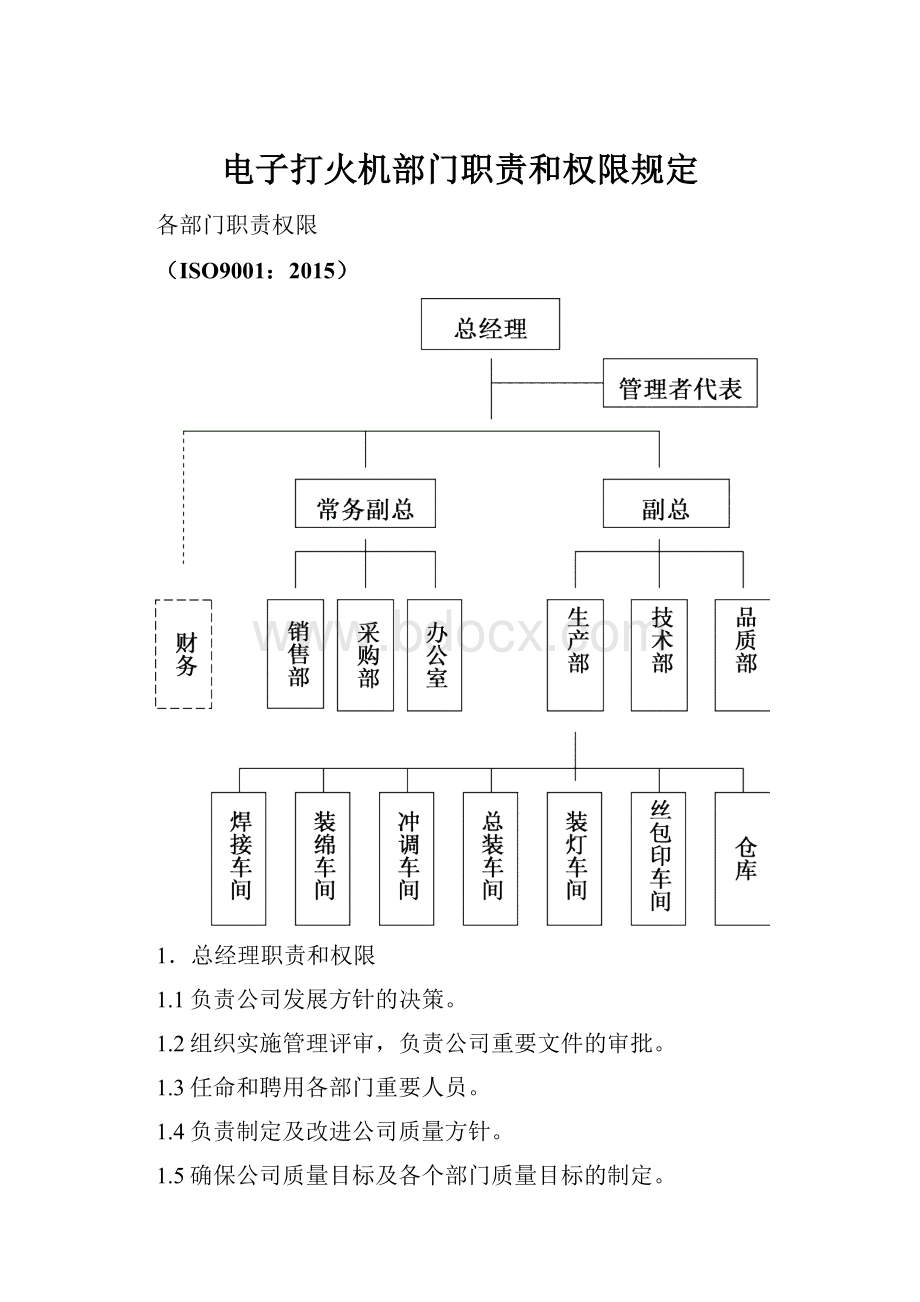 电子打火机部门职责和权限规定.docx_第1页