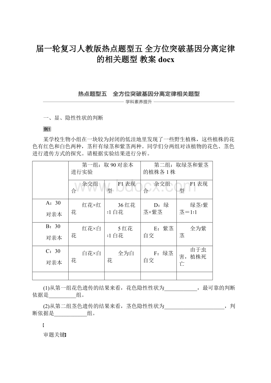 届一轮复习人教版热点题型五 全方位突破基因分离定律的相关题型教案docx.docx