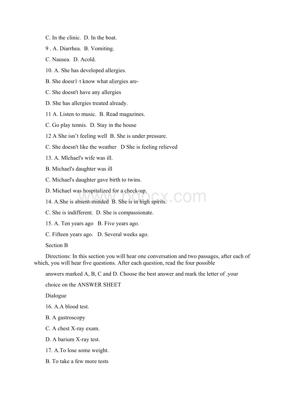 年全国医学博士外语统一入学考试英语试题Word文档下载推荐.docx_第3页