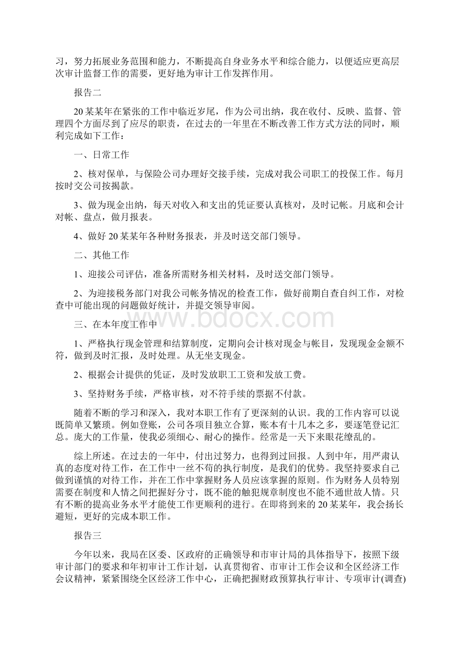 审计出纳员工报告范文.docx_第2页