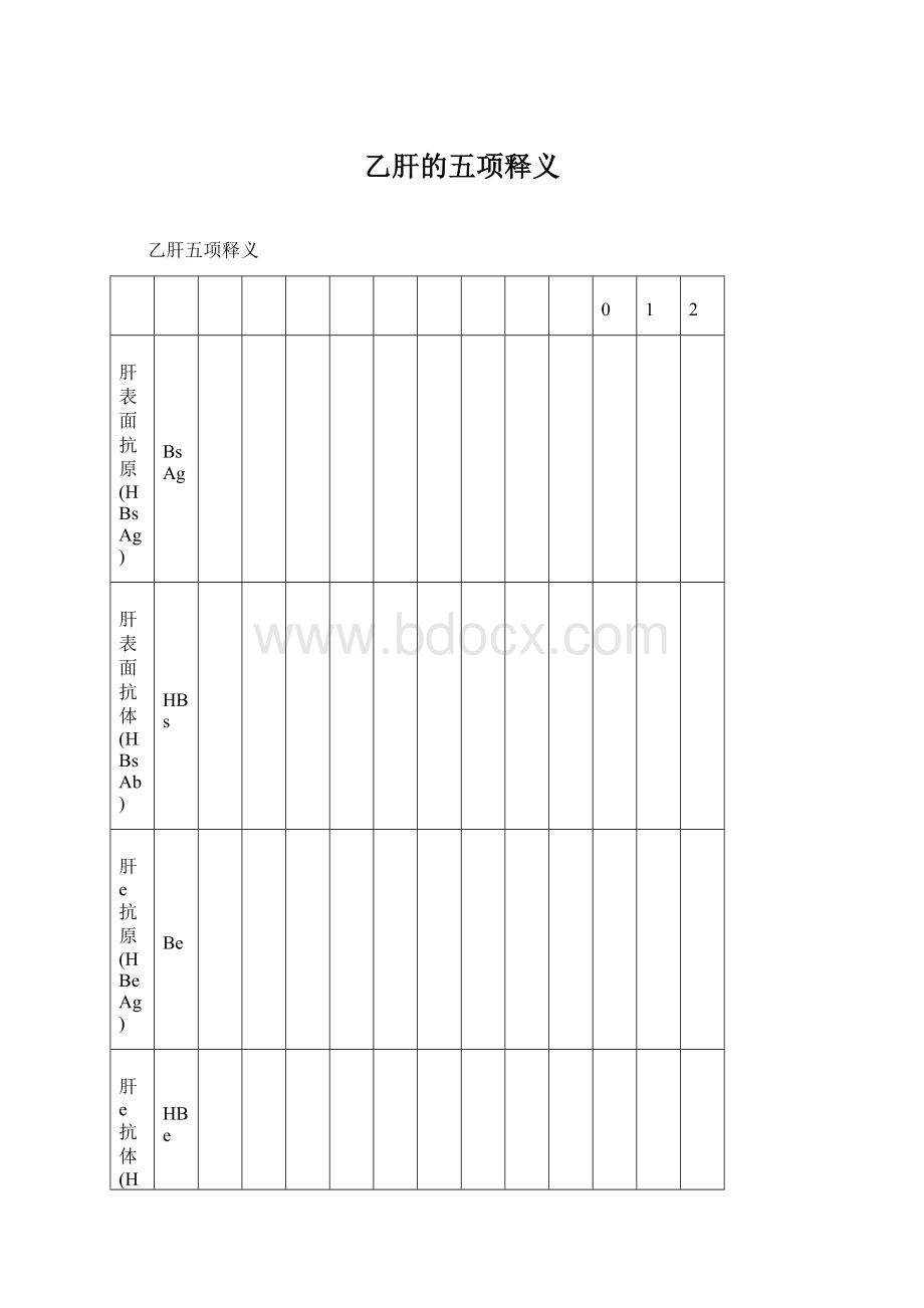 乙肝的五项释义.docx_第1页