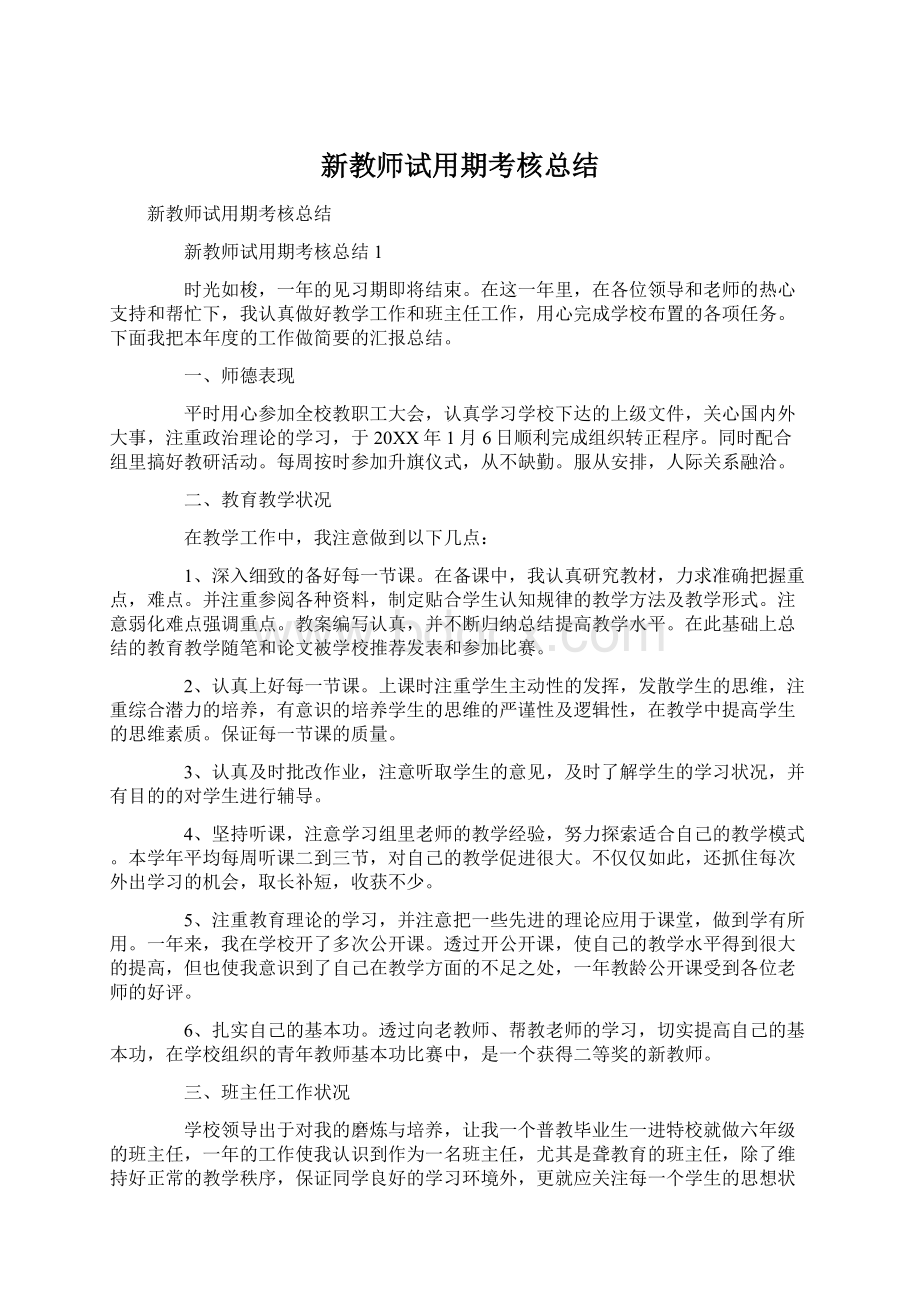 新教师试用期考核总结Word文件下载.docx