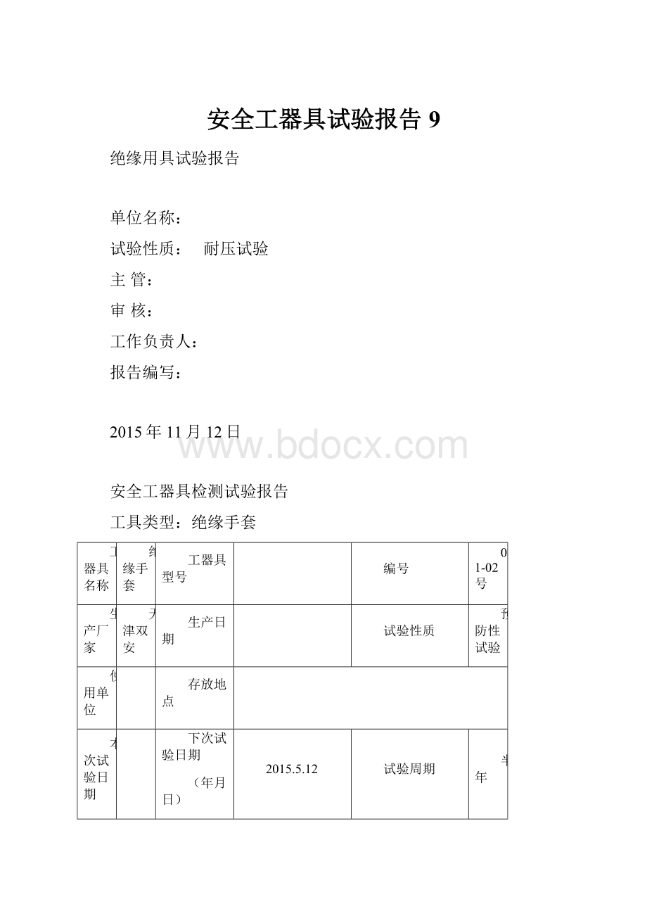 安全工器具试验报告9.docx_第1页