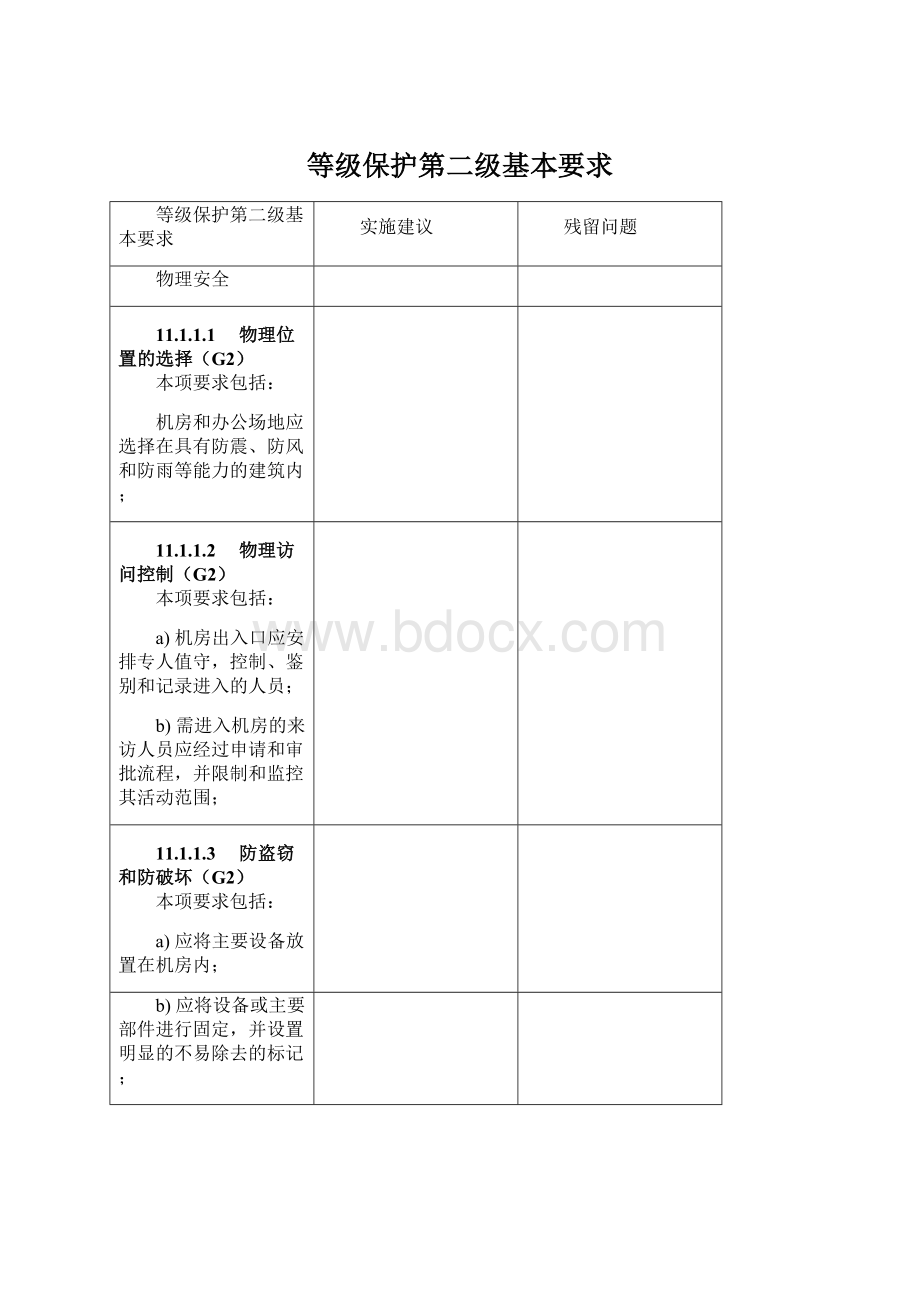 等级保护第二级基本要求Word格式文档下载.docx