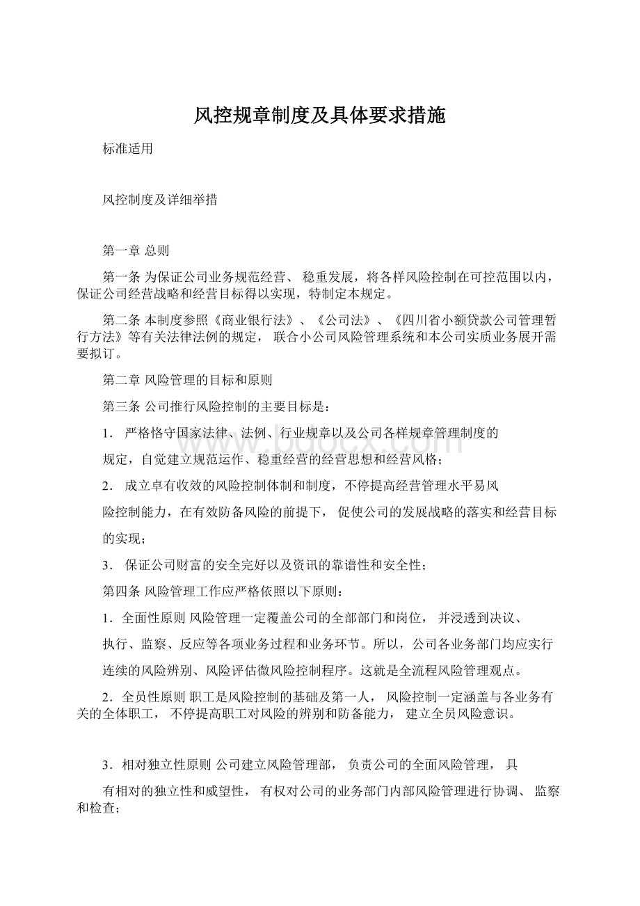 风控规章制度及具体要求措施.docx