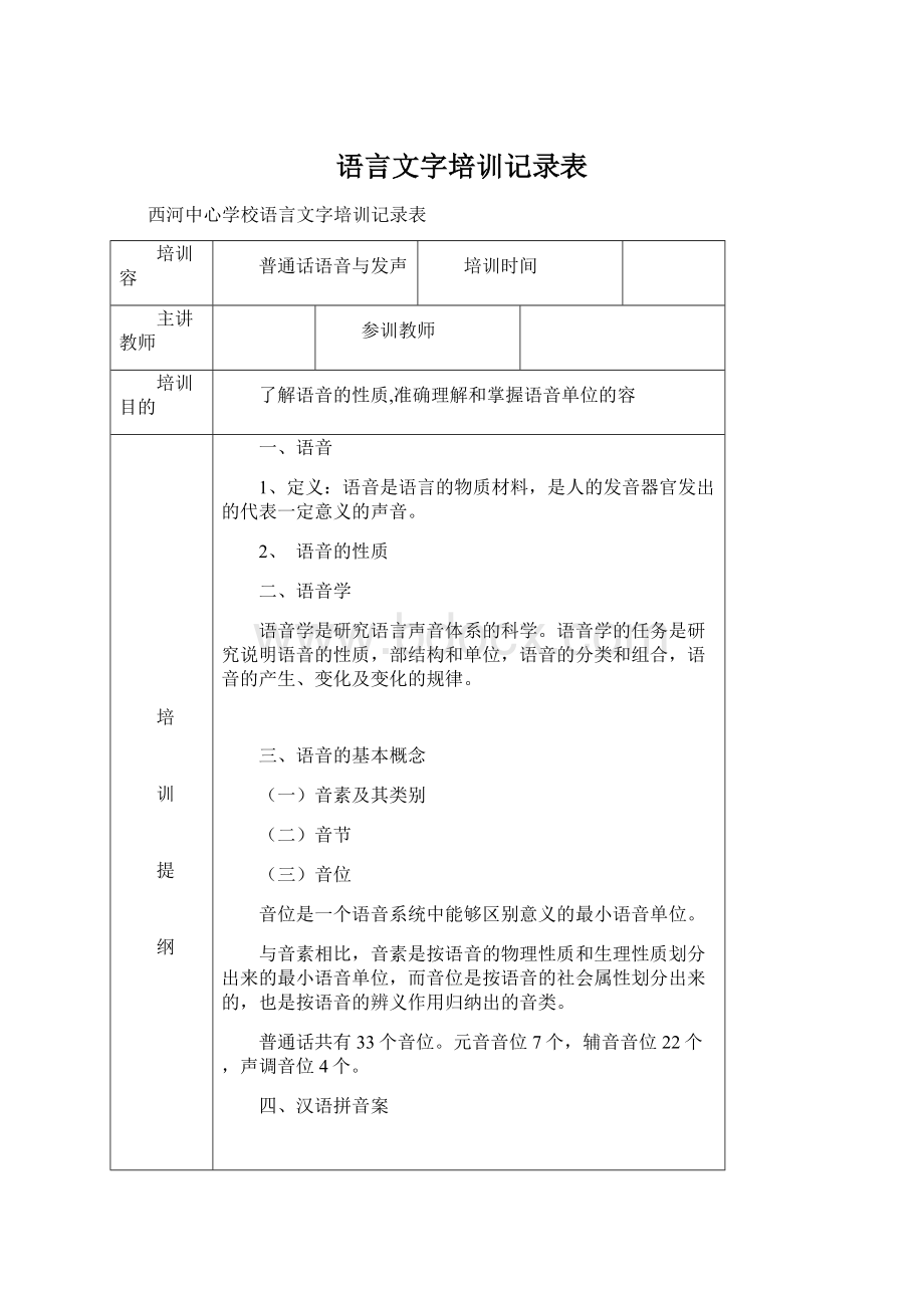 语言文字培训记录表.docx_第1页