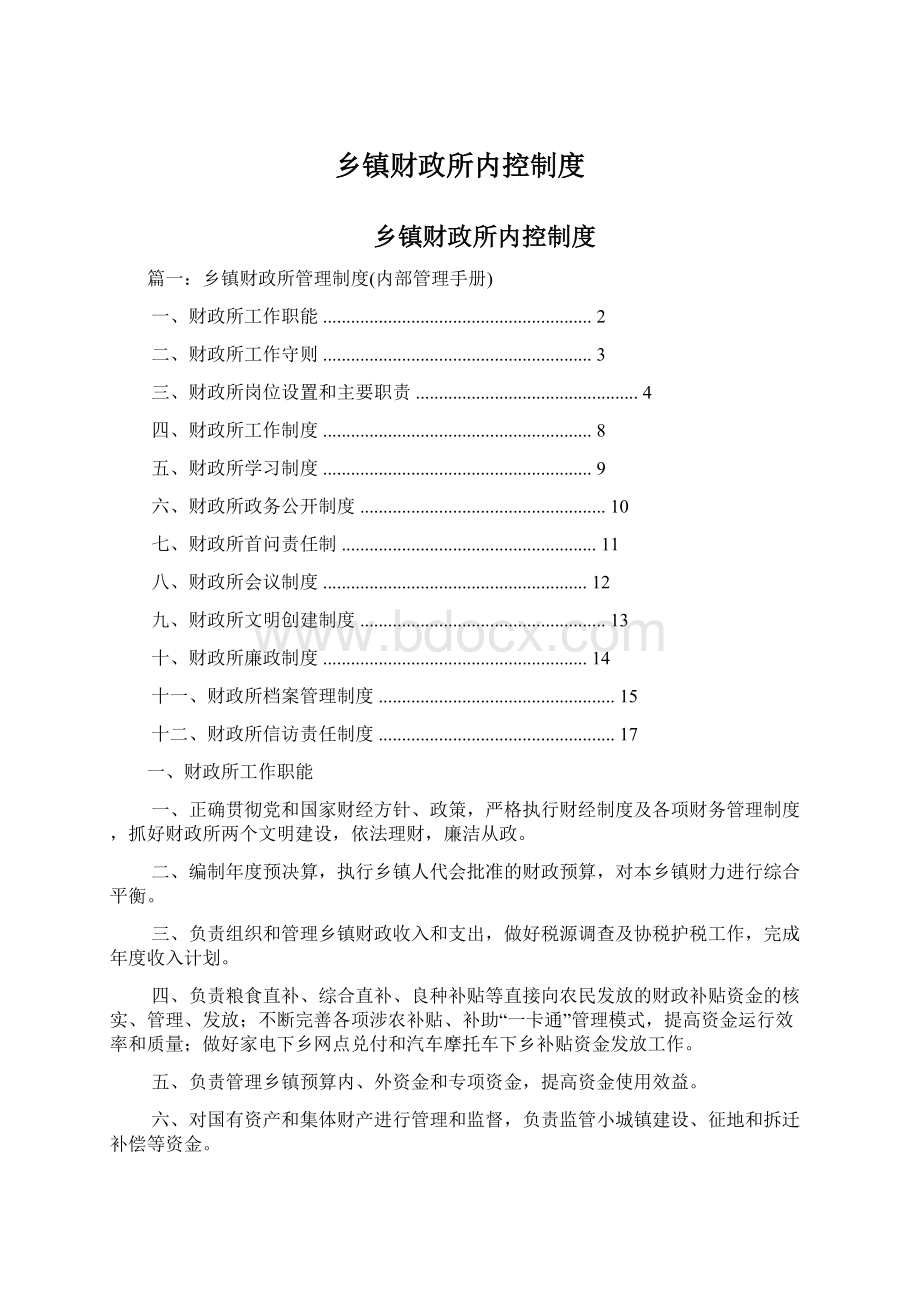 乡镇财政所内控制度Word格式.docx