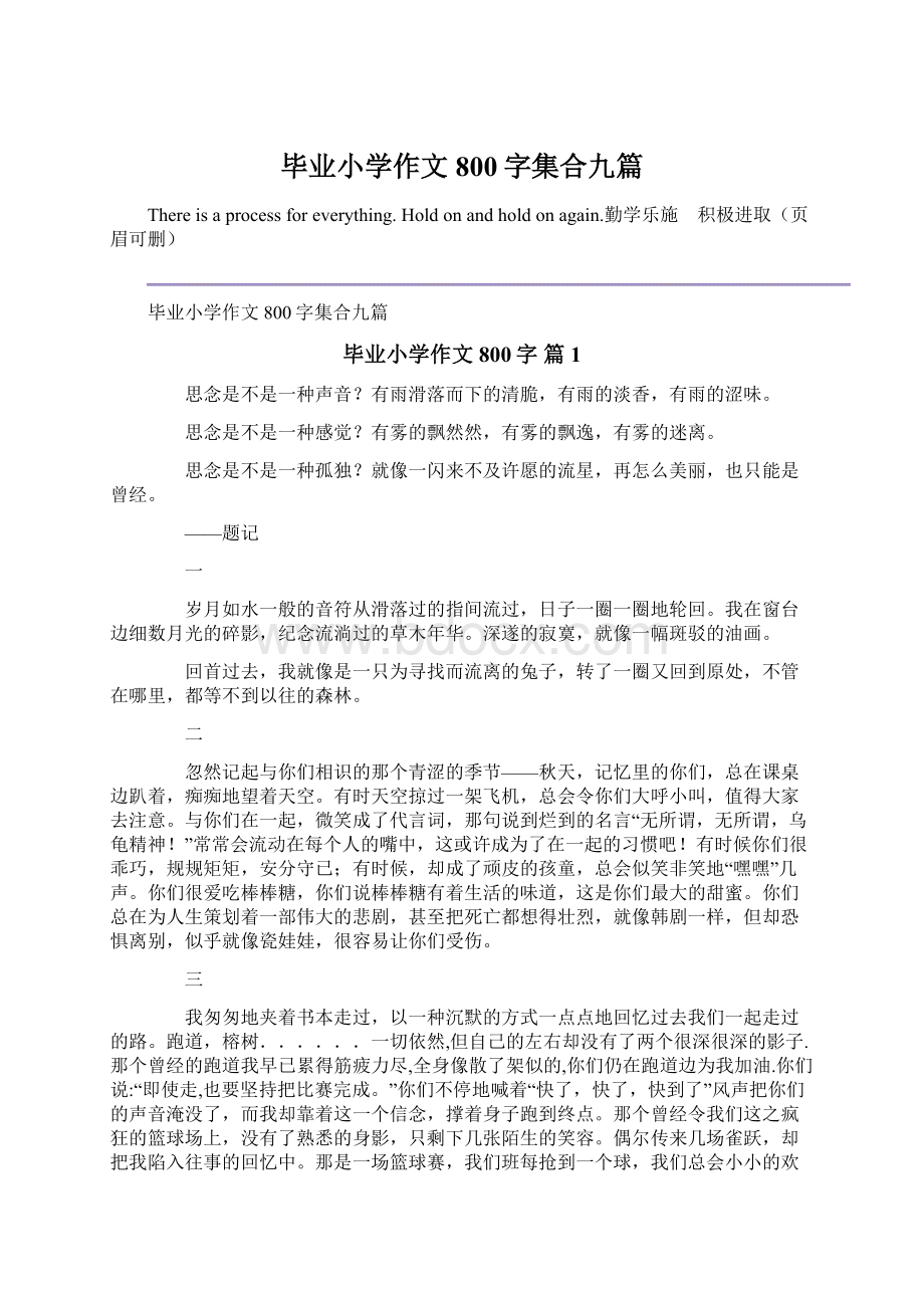 毕业小学作文800字集合九篇.docx