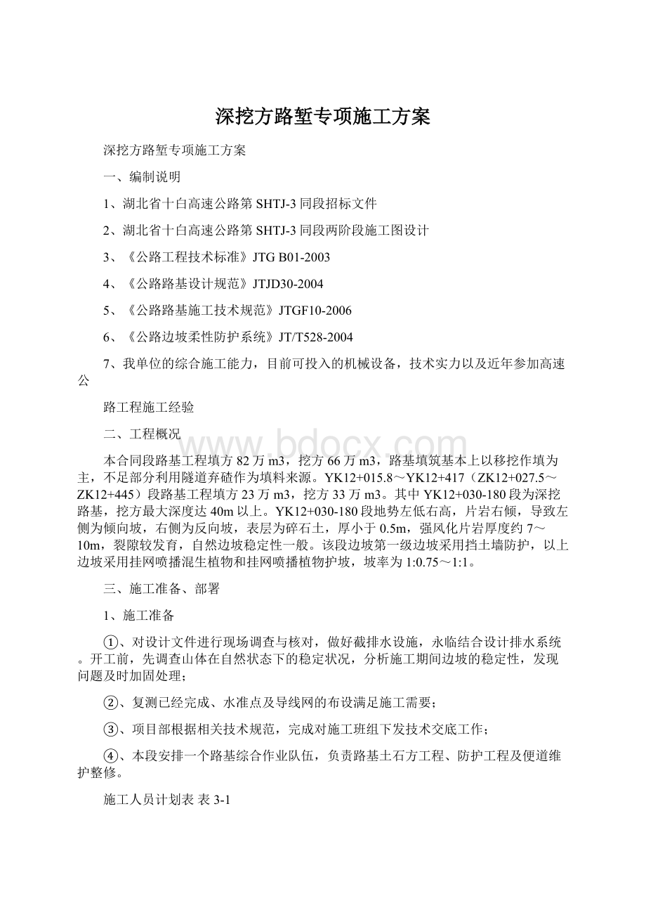 深挖方路堑专项施工方案.docx_第1页