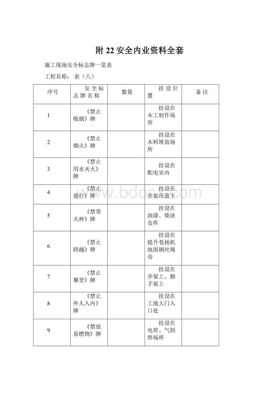 附22安全内业资料全套.docx