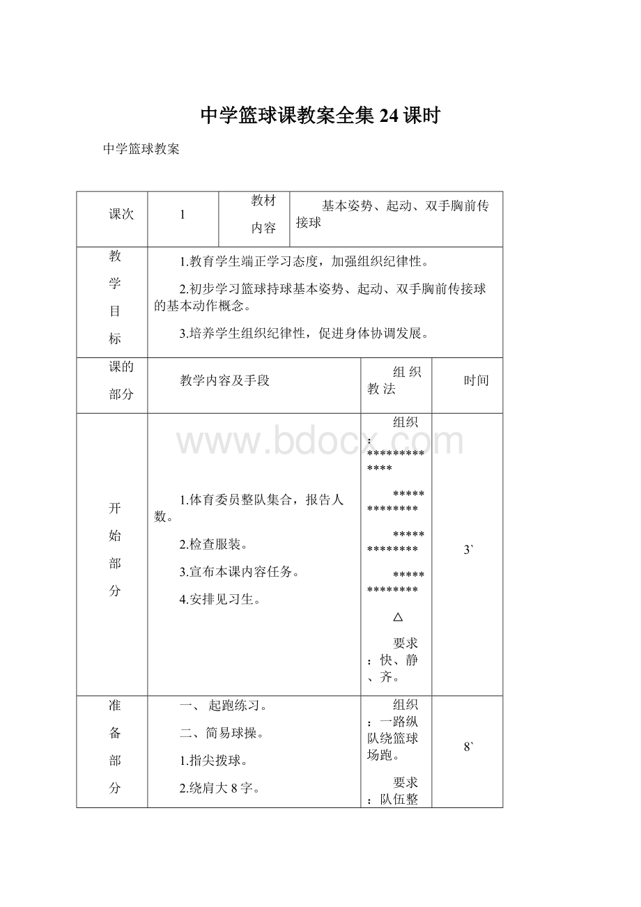 中学篮球课教案全集 24课时Word格式文档下载.docx_第1页