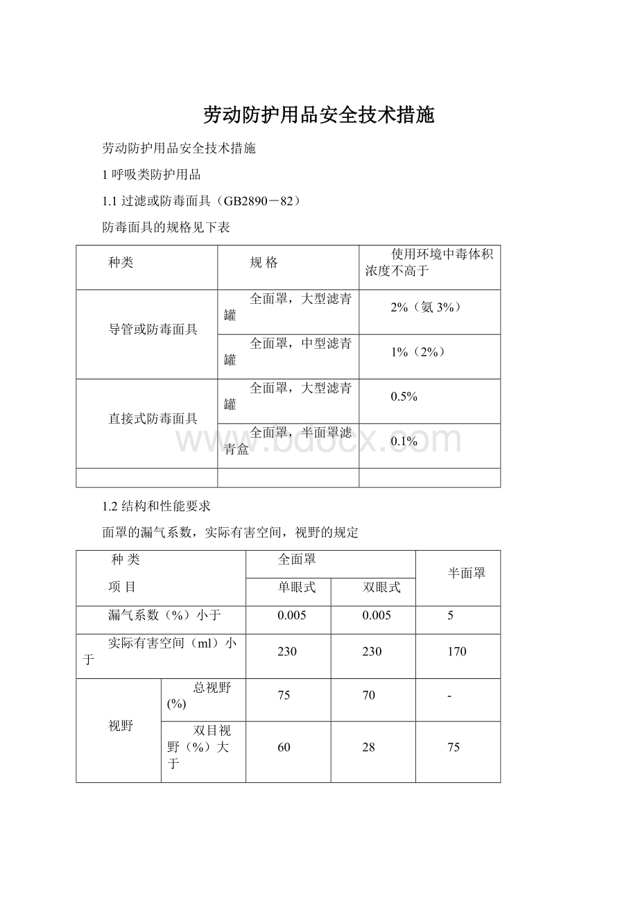 劳动防护用品安全技术措施.docx_第1页