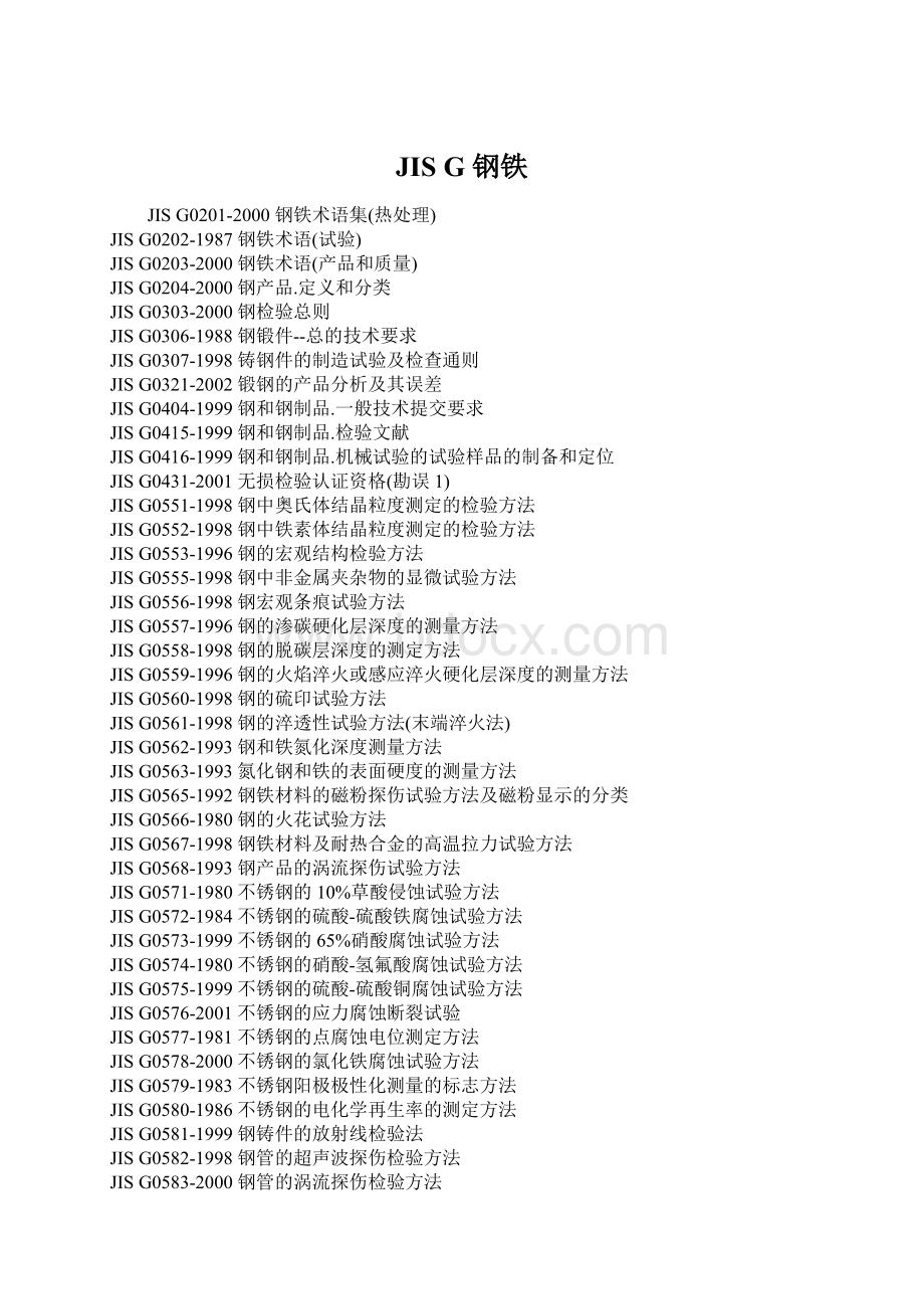 JIS G 钢铁Word文件下载.docx_第1页