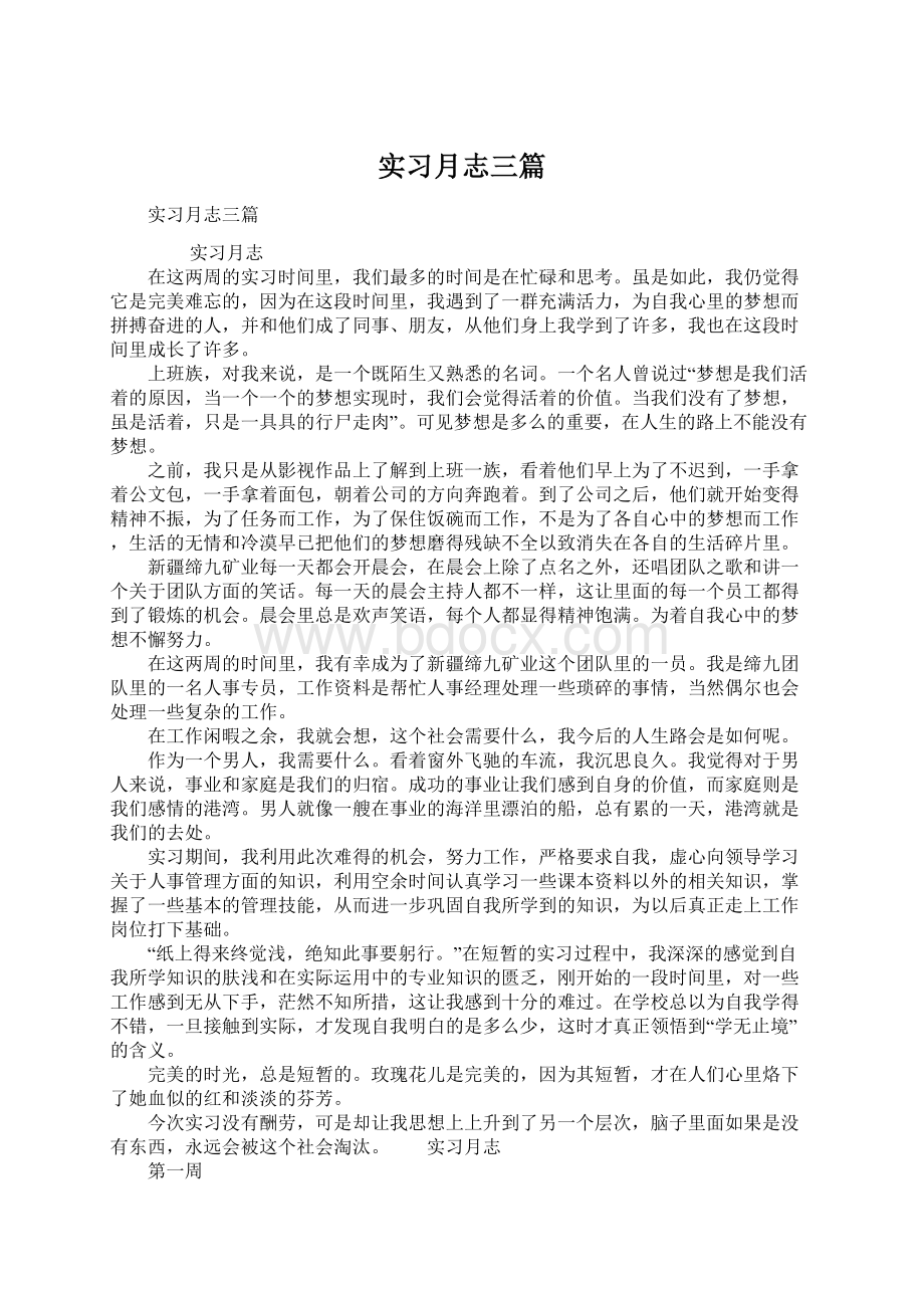 实习月志三篇.docx_第1页