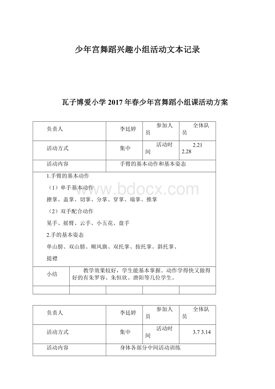 少年宫舞蹈兴趣小组活动文本记录.docx