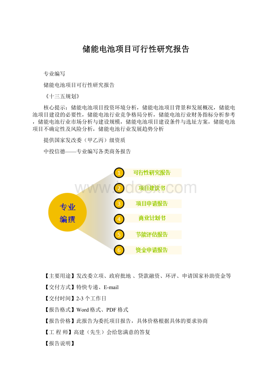 储能电池项目可行性研究报告Word文档下载推荐.docx