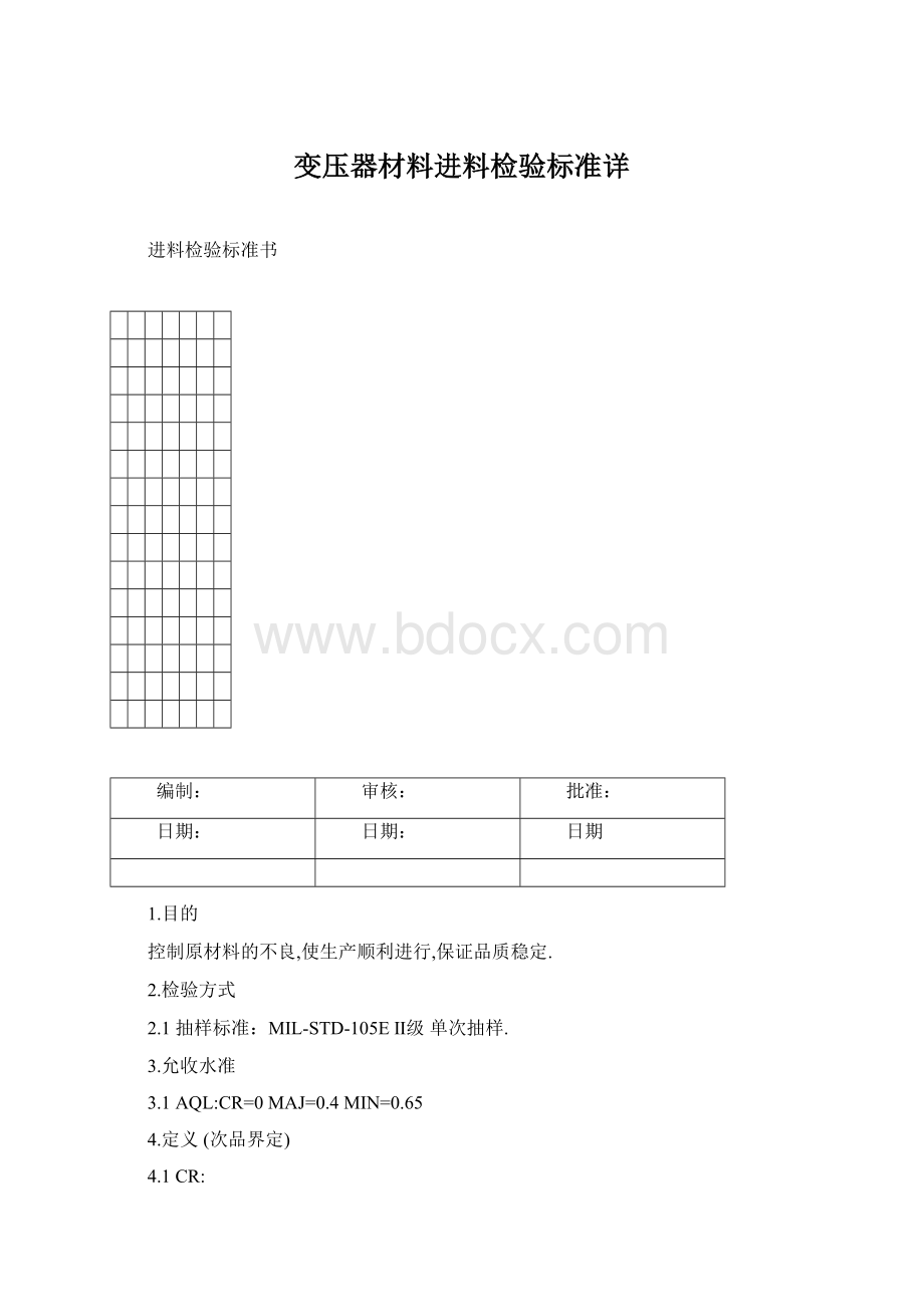 变压器材料进料检验标准详.docx_第1页