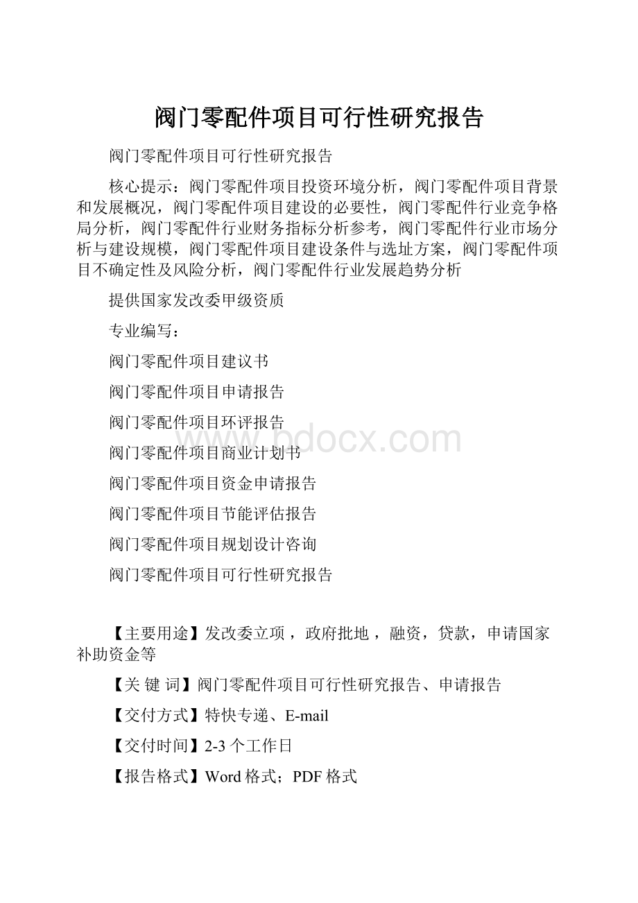 阀门零配件项目可行性研究报告Word文档格式.docx_第1页