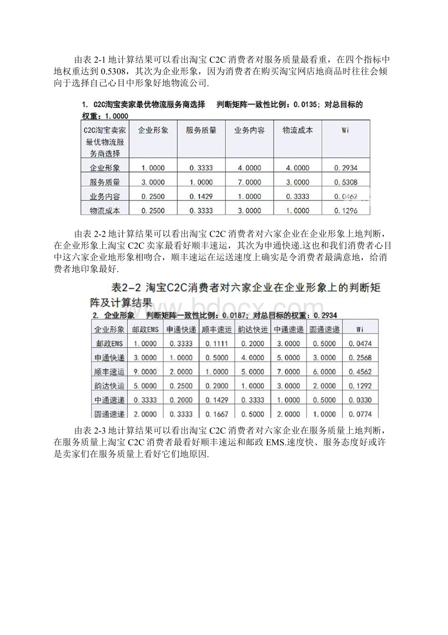 基于层次分析法的淘宝卖家对物流服务商的选择研究分析.docx_第3页