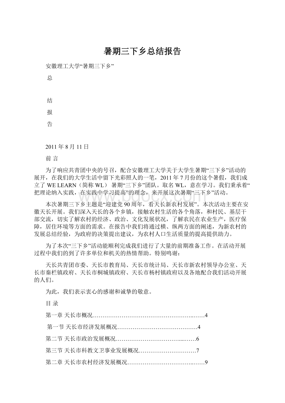 暑期三下乡总结报告Word格式文档下载.docx