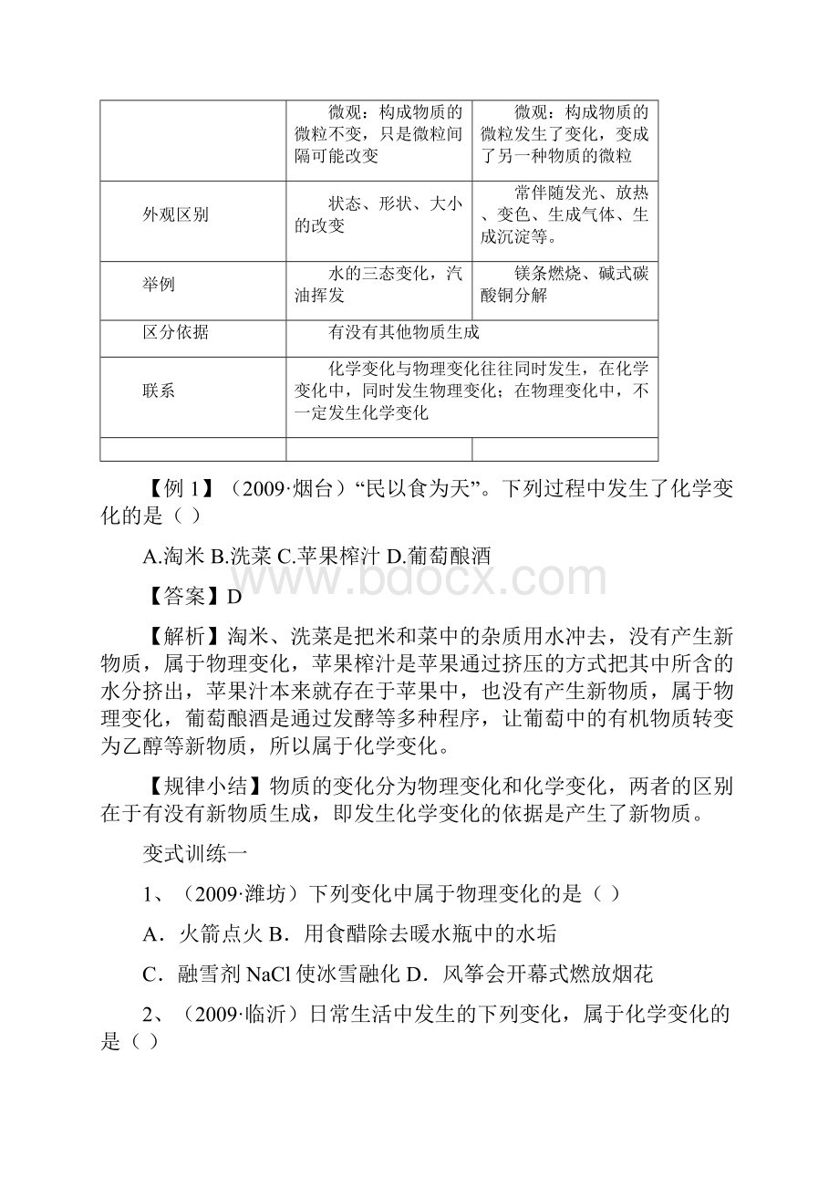 初中化学复习专题一 物质的变化与性质.docx_第2页