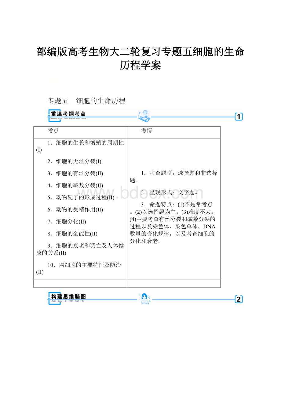 部编版高考生物大二轮复习专题五细胞的生命历程学案.docx_第1页