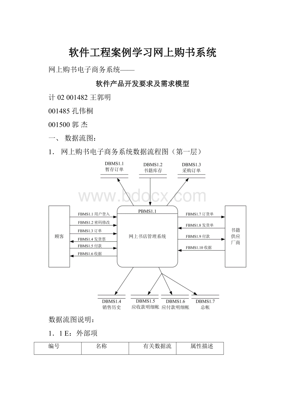 软件工程案例学习网上购书系统Word格式.docx_第1页