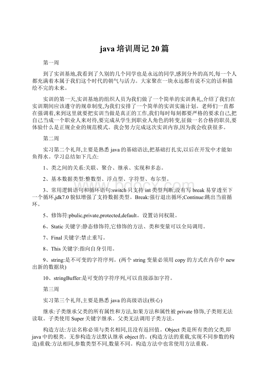 java培训周记20篇.docx_第1页