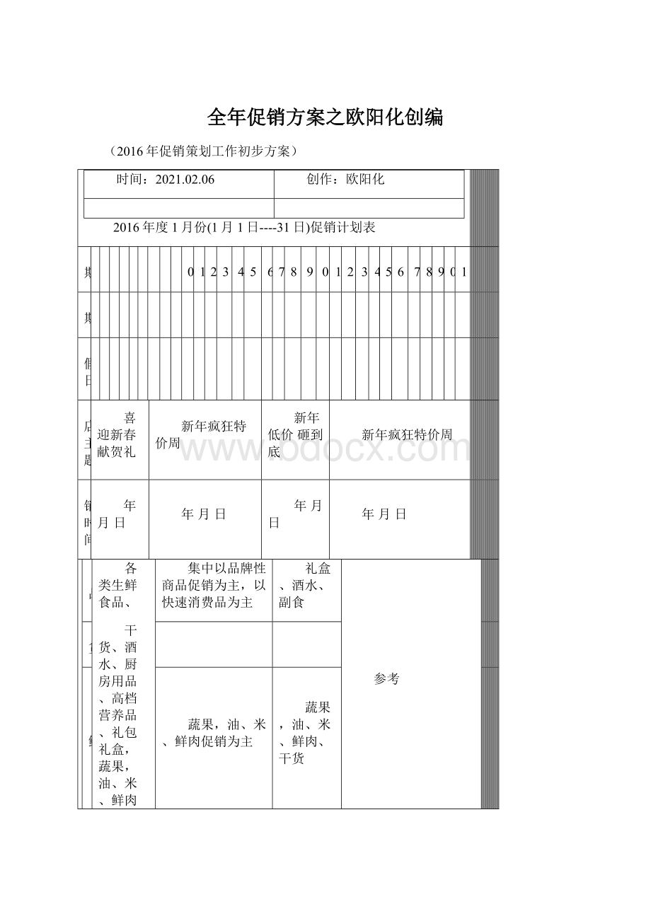 全年促销方案之欧阳化创编.docx_第1页