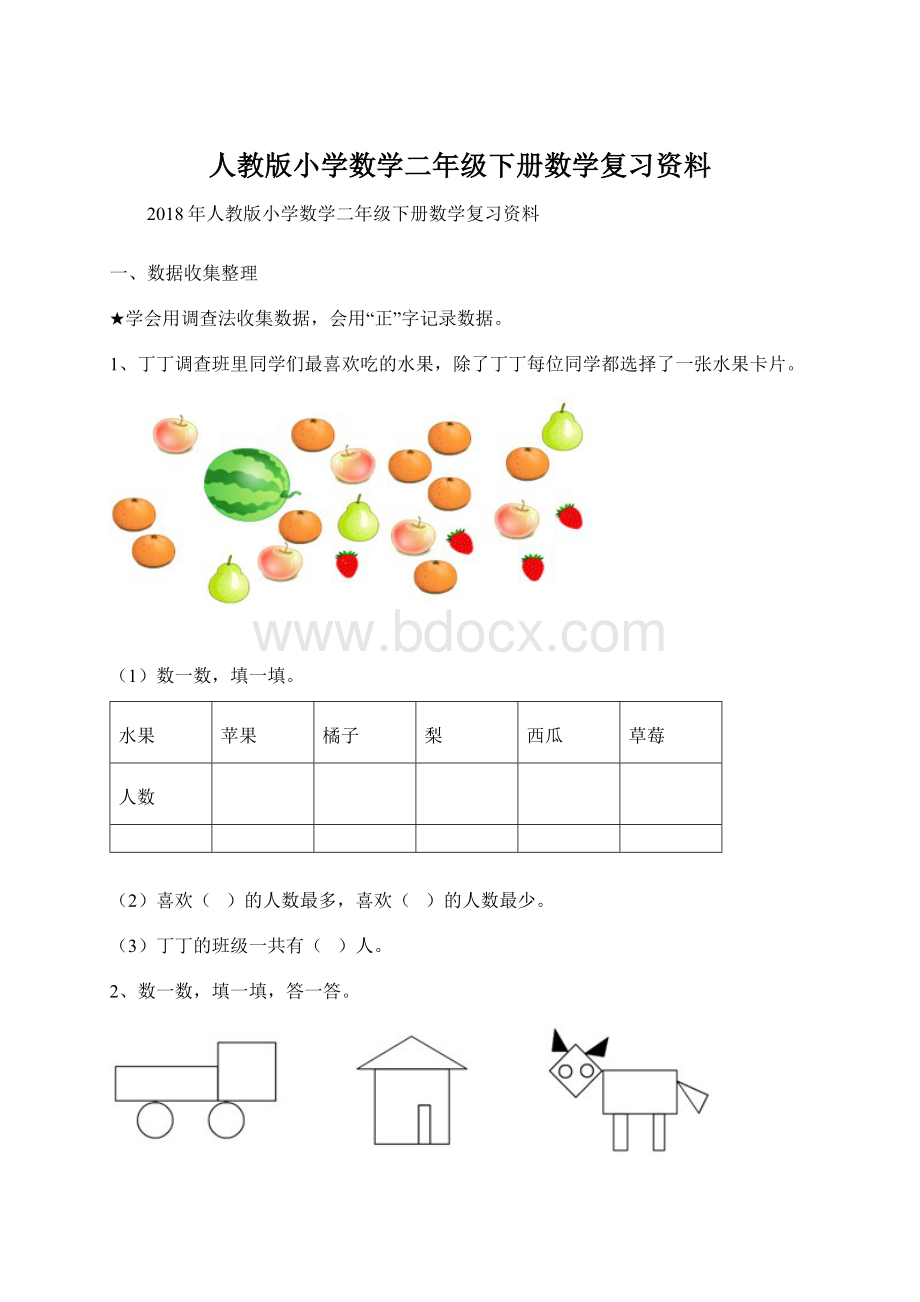 人教版小学数学二年级下册数学复习资料.docx_第1页