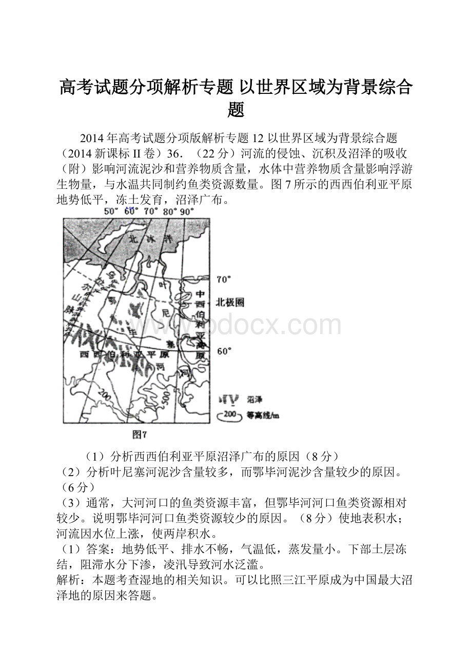 高考试题分项解析专题 以世界区域为背景综合题Word格式文档下载.docx