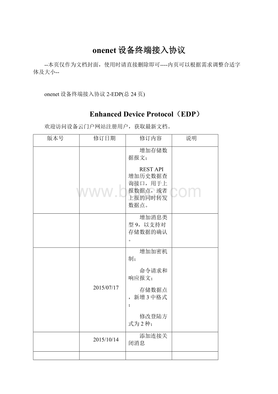 onenet设备终端接入协议Word文档下载推荐.docx