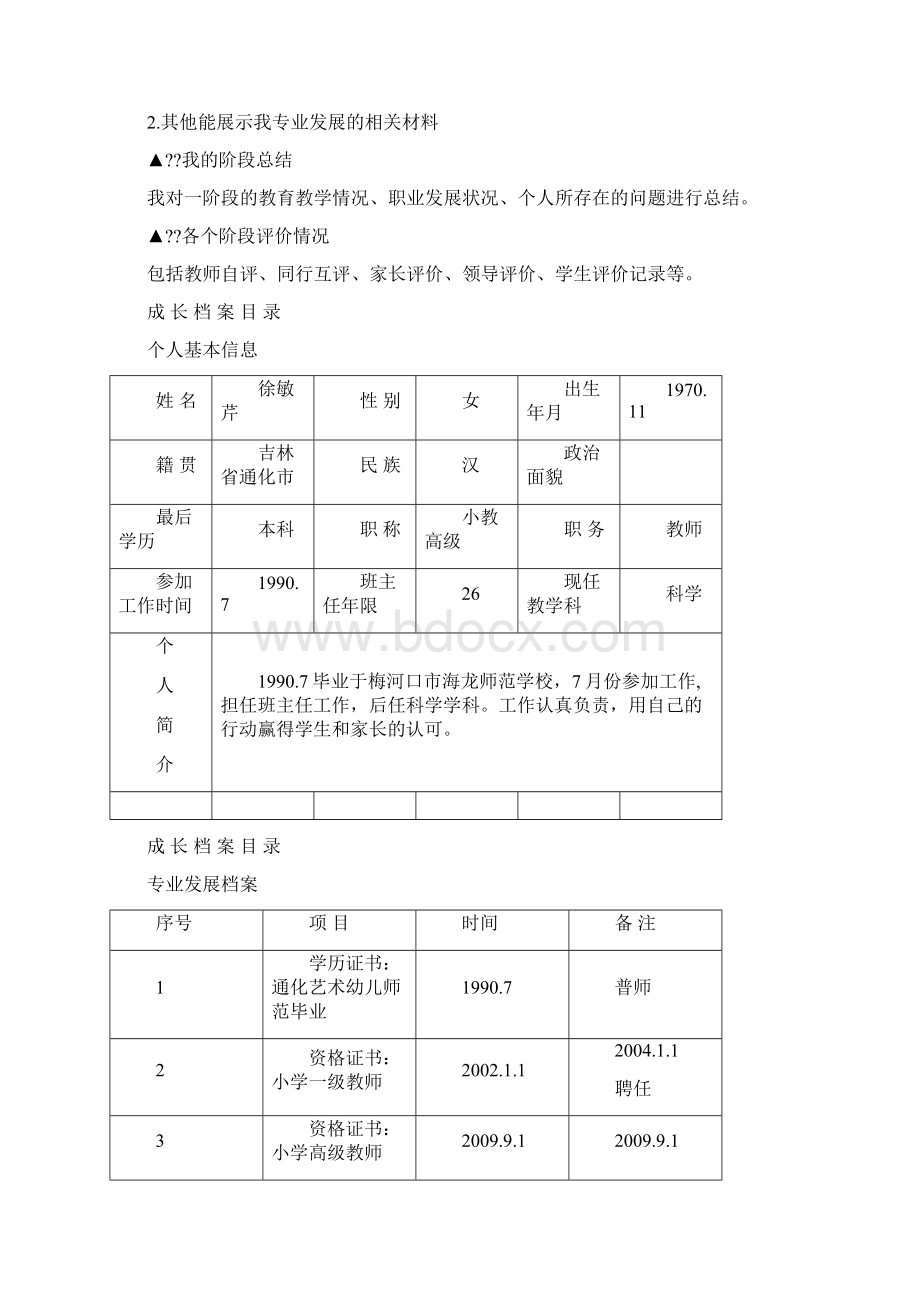 教师专业成长档案模板.docx_第2页