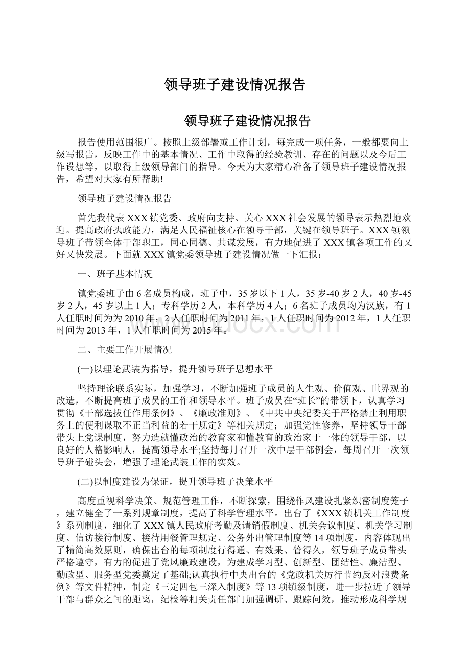 领导班子建设情况报告.docx