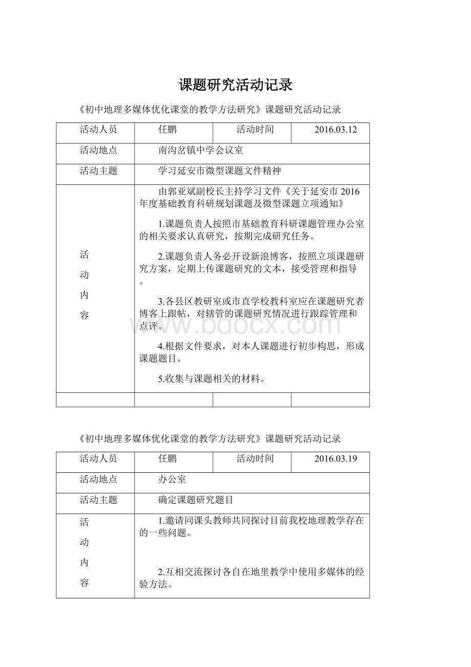 课题研究活动记录.docx