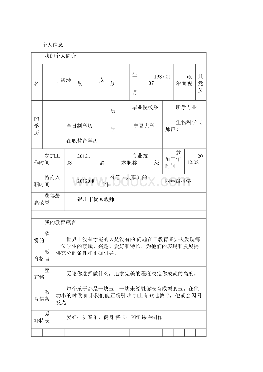 教师专业发展发展手册丁海玲范本模板.docx_第3页