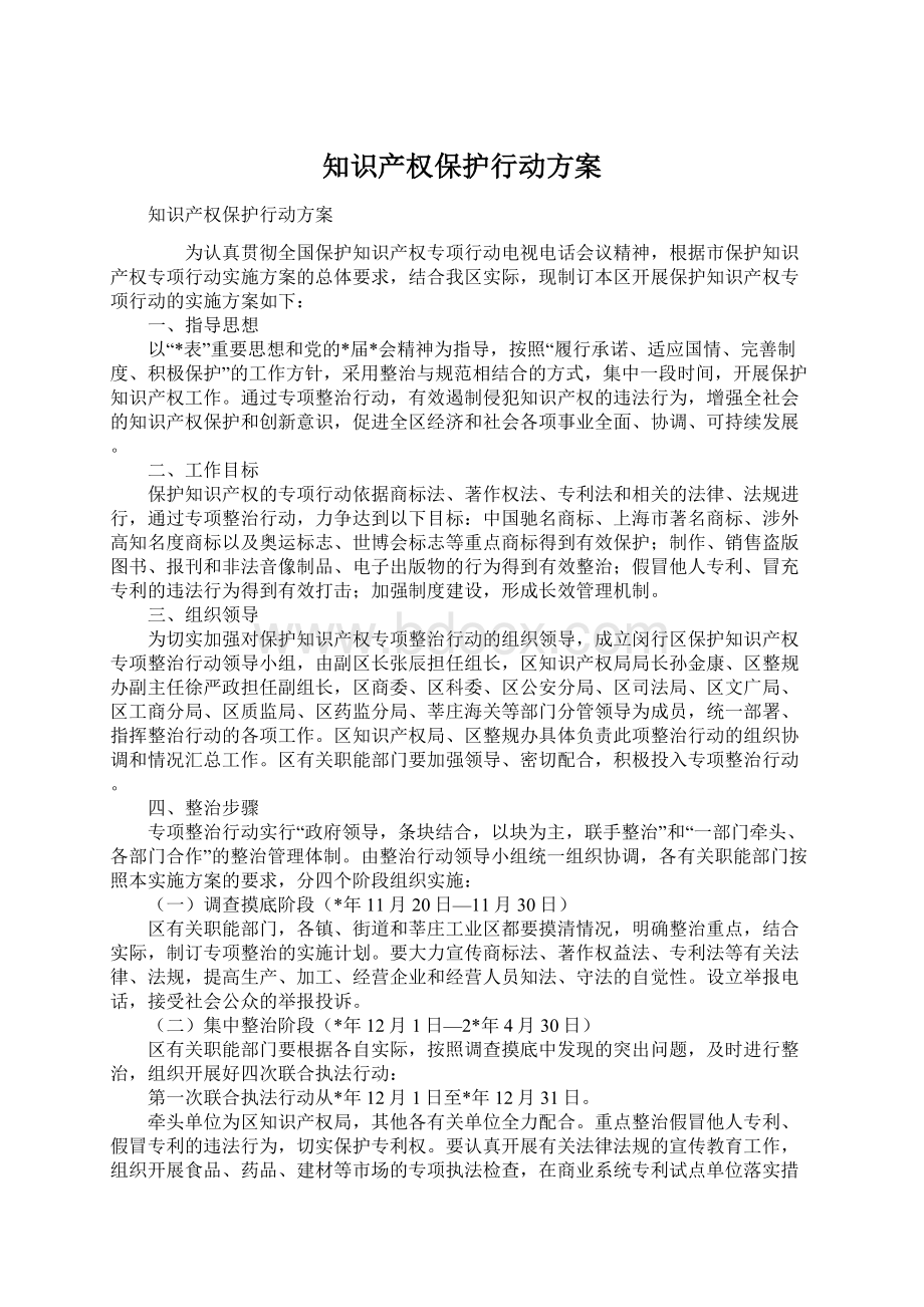 知识产权保护行动方案Word下载.docx