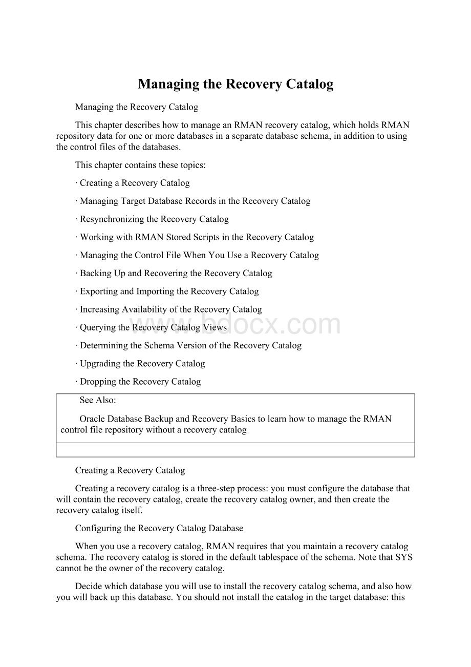 Managing the Recovery Catalog.docx_第1页