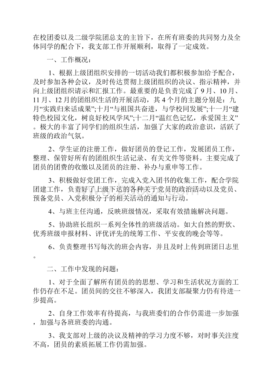 大二团支书工作总结5篇文档格式.docx_第2页