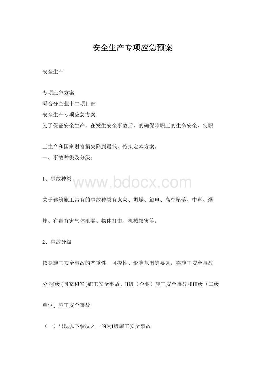 安全生产专项应急预案Word格式文档下载.docx