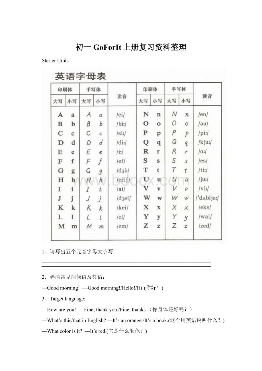 初一GoForIt上册复习资料整理Word文档格式.docx_第1页