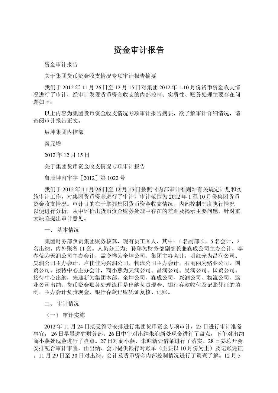 资金审计报告Word下载.docx_第1页