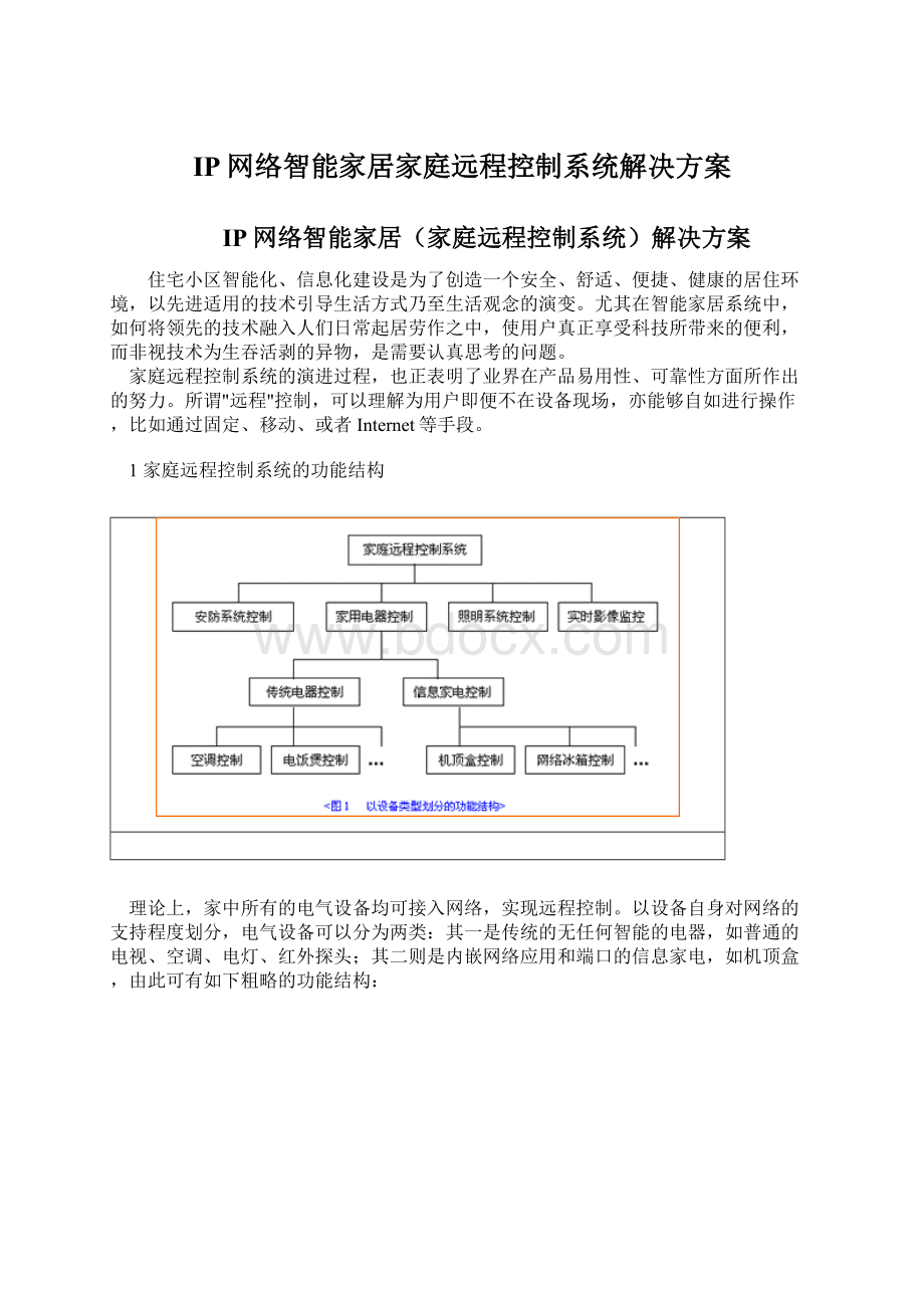 IP网络智能家居家庭远程控制系统解决方案Word格式文档下载.docx