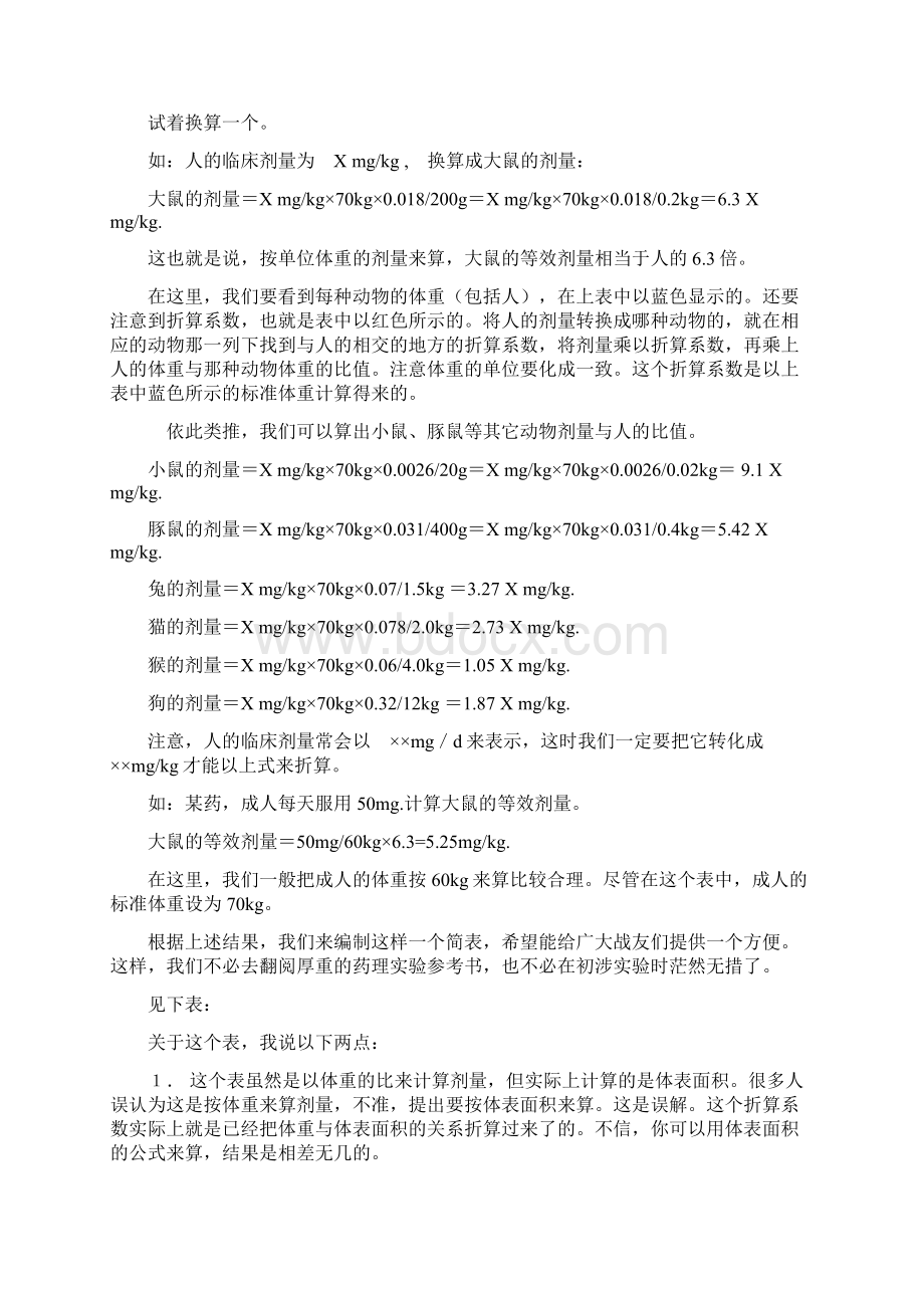 动物实验给药剂量换算完整版.docx_第2页