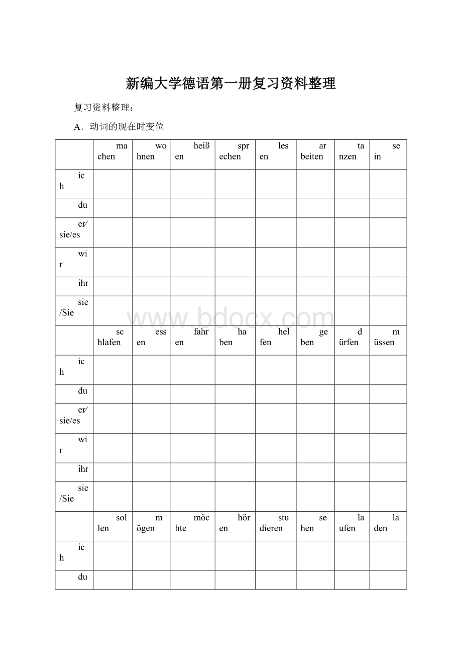 新编大学德语第一册复习资料整理.docx