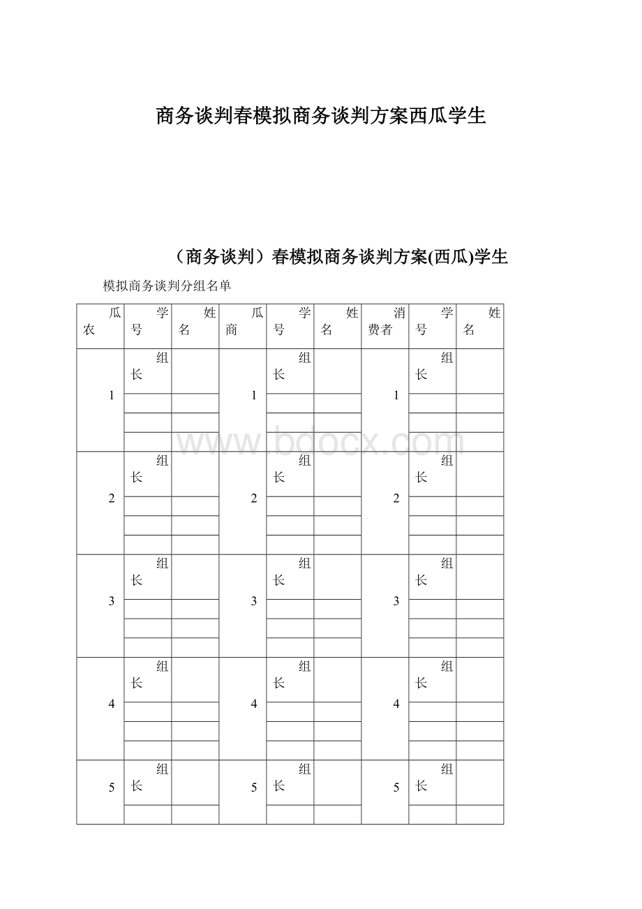 商务谈判春模拟商务谈判方案西瓜学生Word格式.docx